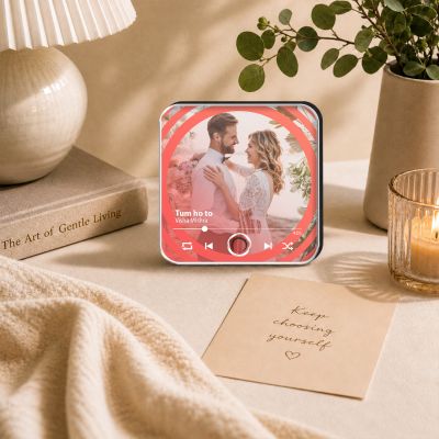 Customized Musical Fridge Magnet with Photo and Song  Romantic Couple Gift for Husband Wife Audio Message Gift Rechargeable Sound Magnet